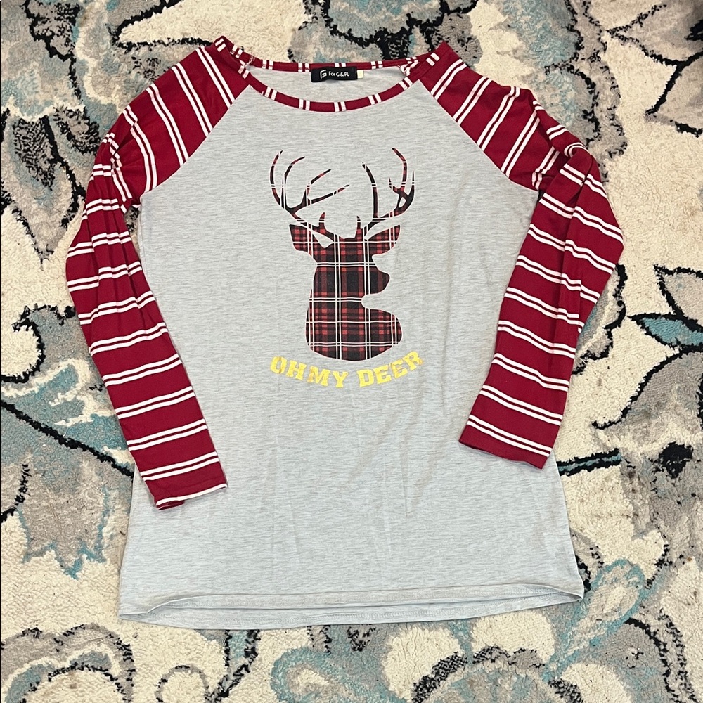 Lounge or sleep Shirt - Red and Gray